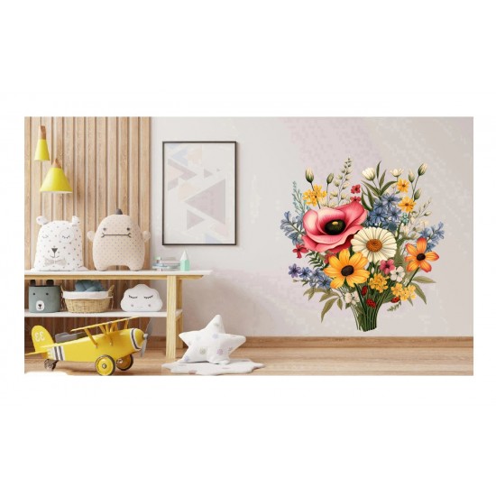 Sticker decorativ, Flori Salbatice, Multicolor, 63 cm, 1319STK-3 Sticker decorativ, Flori Salbatice, Multicolor, 63 cm, 1319STK-3