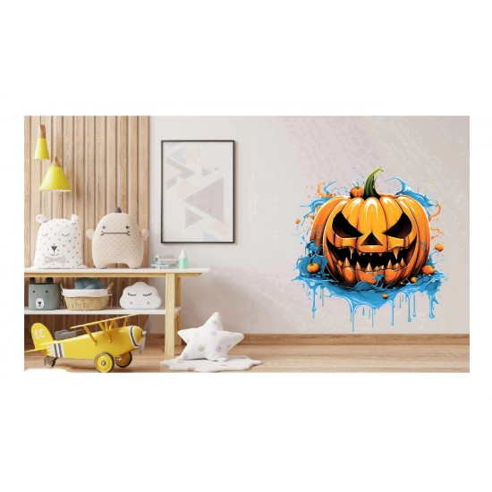 Sticker decorativ, Dovleac Halloween, Portocaliu, 72 cm, 1322STK