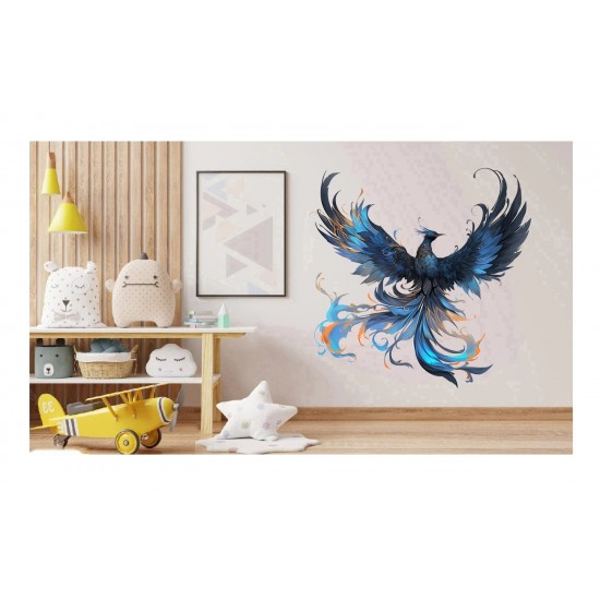 Sticker decorativ, Pasarea Phoenix, Turcoaz, 61 cm, 1323STK-6