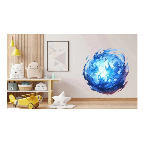 Sticker decorativ,Pasarea Phoenix-Puterea, Albastru, 61 cm, 1323STK-8