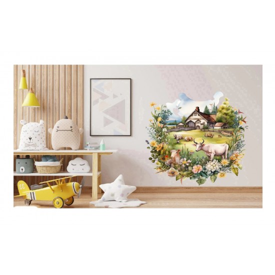 Sticker decorativ, Ferma, Verde, 66 cm, 1324STK-3