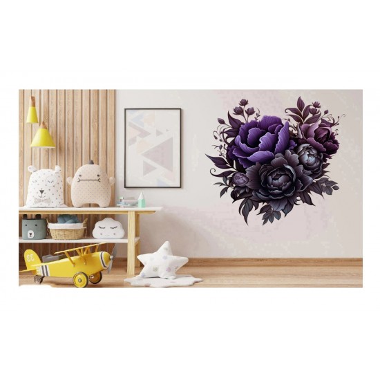 Sticker decorativ, Flori, Negru, 62 cm, 1325STK-4 Sticker decorativ, Flori, Negru, 62 cm, 1325STK-4