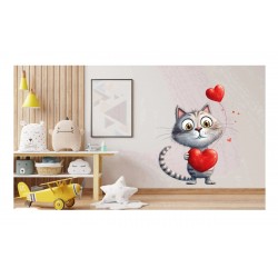Sticker decorativ, Pisica, Alb, 73 cm, 1326STK-3