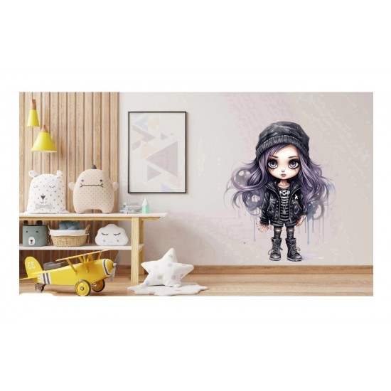 Sticker decorativ, Printesa Rock, Negru, 68 cm, 1331STK-8