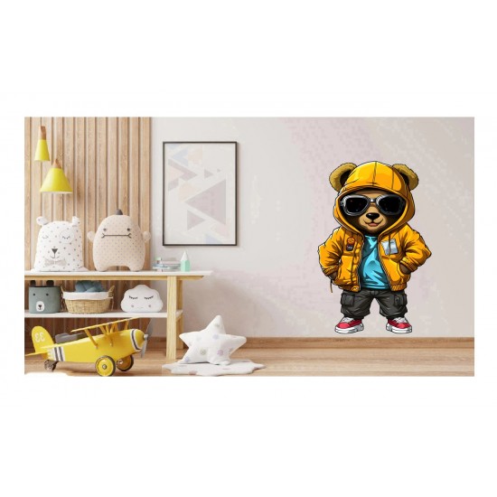 Sticker decorativ, Teddy Hip Hop, Galben, 90 cm, 1332STK