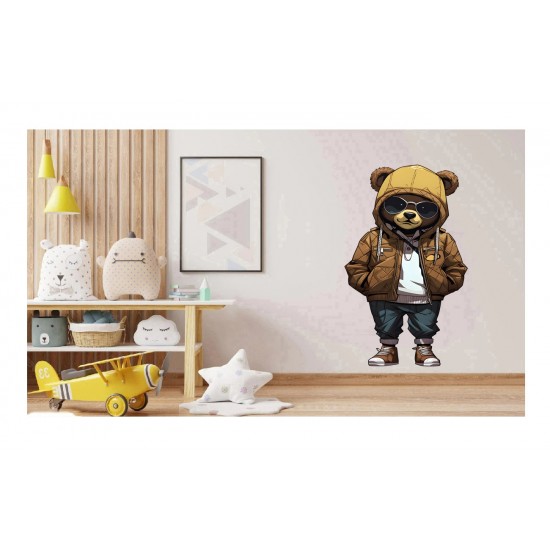 Sticker decorativ, Teddy Hip Hop, Maro, 90 cm, 1332STK-1