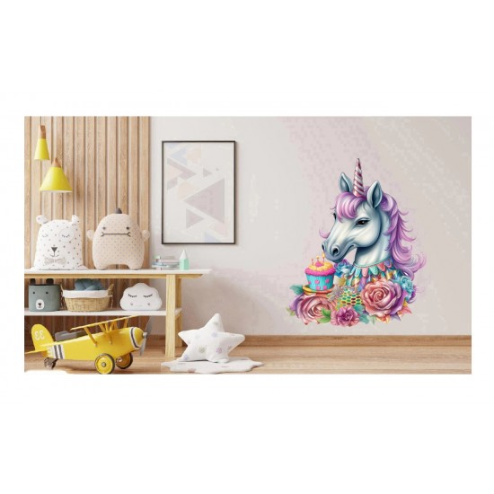 Sticker decorativ, Unicorn, Mov, 74 cm, 1333STK