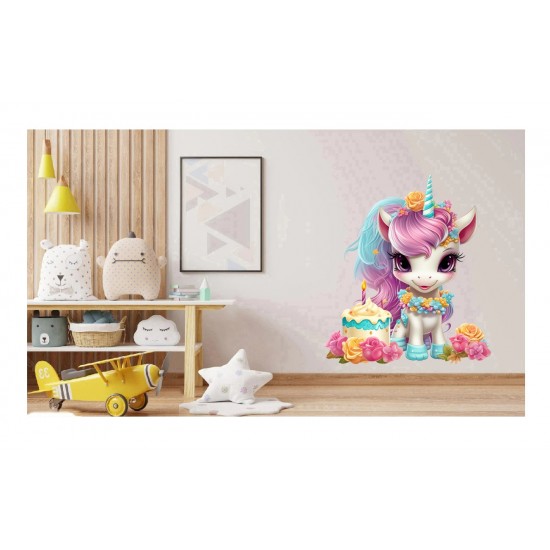 Sticker decorativ, Unicorn, Multicolor, 68 cm, 1333STK-1 Sticker decorativ, Unicorn, Multicolor, 68 cm, 1333STK-1