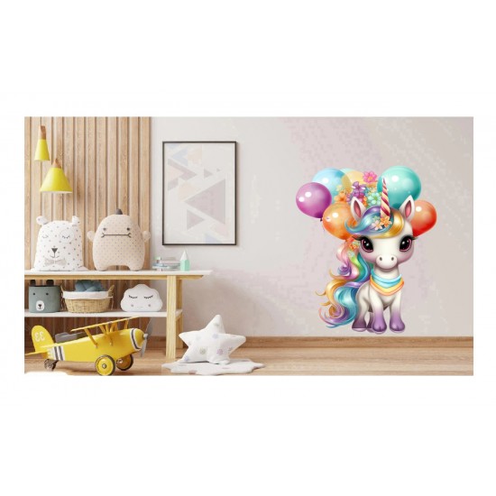 Sticker decorativ, Unicorn, Multicolor, 80 cm, 1333STK-2 Sticker decorativ, Unicorn, Multicolor, 80 cm, 1333STK-2