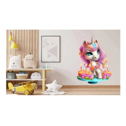 Sticker decorativ, Unicorn, Roz, 88 cm, 1333STK-7