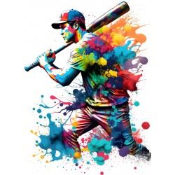 Sticker decorativ, Jucator Baseball, Turcoaz, 82 cm, 1335STK-3