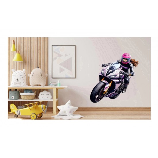 Sticker decorativ, Motocicleta, Roz, 70 cm, 1336STK