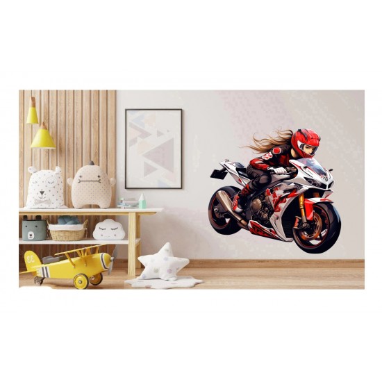 Sticker decorativ, Motocicleta, Rosu, 70 cm, 1336STK-2 Sticker decorativ, Motocicleta, Rosu, 70 cm, 1336STK-2