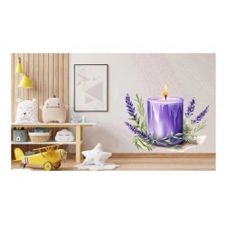 Sticker decorativ, Lumanare cu Lavanda, Mov, 65 cm, 1339STK-7