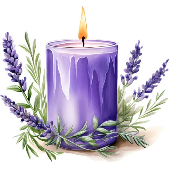 Sticker decorativ, Lumanare cu Lavanda, Mov, 65 cm, 1339STK-7 Sticker decorativ, Lumanare cu Lavanda, Mov, 65 cm, 1339STK-7
