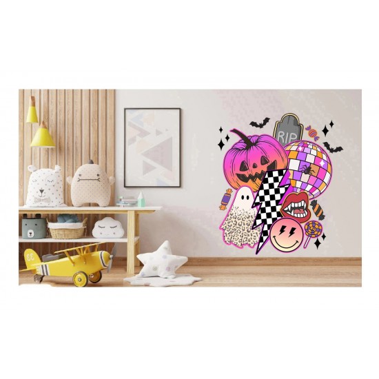 Sticker decorativ, Halloween, Roz, 66 cm, 1342STK