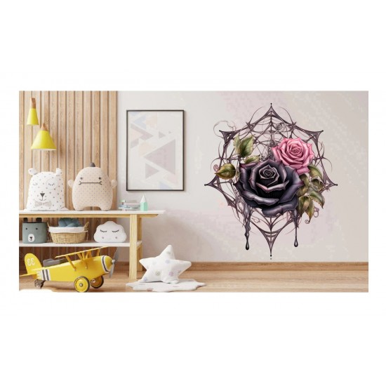 Sticker decorativ, Trandafiri, Negru, 69 cm, 1343STK-13 Sticker decorativ, Trandafiri, Negru, 69 cm, 1343STK-13