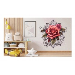Sticker decorativ, Trandafiri, Rosu, 62 cm, 1343STK-15