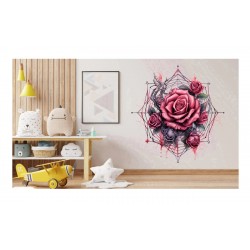 Sticker decorativ, Trandafiri, Roz, 61 cm, 1343STK-17