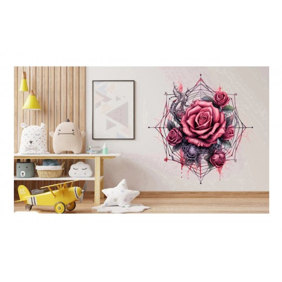 Sticker decorativ, Trandafiri, Roz, 61 cm, 1343STK-17 Sticker decorativ, Trandafiri, Roz, 61 cm, 1343STK-17