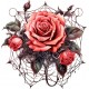 Sticker decorativ, Trandafiri, Rosu, 62 cm, 1343STK-20 Sticker decorativ, Trandafiri, Rosu, 62 cm, 1343STK-20