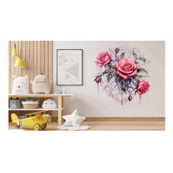 Sticker decorativ, Trandafiri, Roz, 61 cm, 1343STK-23
