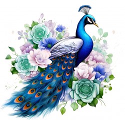 Sticker decorativ, Paun, Verde, 65 cm, 1345STK-6
