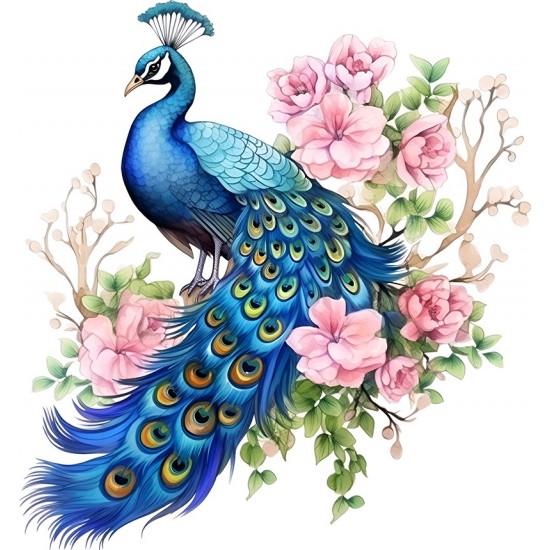 Sticker decorativ, Paun, Multicolor, 64 cm, 1345STK-7