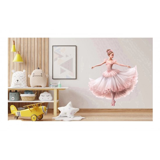 Sticker decorativ, Balerina, Roz, 65 cm, 1346STK-7