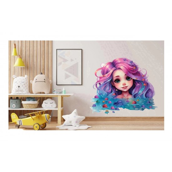 Sticker decorativ, Culori Pastelate, Fata, Mov, 72 cm, 1347STK-11