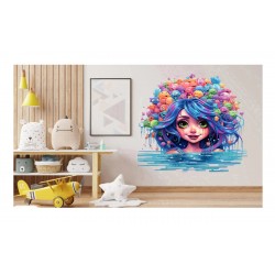 Sticker decorativ, Culori Pastelate, Fata, Multicolor, 63 cm, 1347STK-13