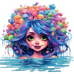 Sticker decorativ, Culori Pastelate, Fata, Multicolor, 63 cm, 1347STK-13