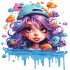 Sticker decorativ, Culori Pastelate, Fata, Mov, Albastru, 62 cm, 1347STK-6