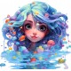 Sticker decorativ, Culori Pastelate, Fata, Turcoaz, 62 cm, 1347STK-9