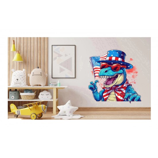 Sticker decorativ, Dinozaur, Albastru, 63 cm, 1348STK