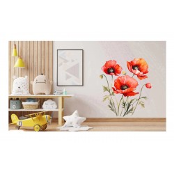 Sticker decorativ, Buchet de Flori Maci, Rosu, 67 cm, 1350STK Sticker decorativ, Buchet de Flori Maci, Rosu, 67 cm, 1350STK