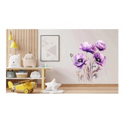 Sticker decorativ, Buchet de Flori Maci, Mov, 65 cm, 1350STK-2 Sticker decorativ, Buchet de Flori Maci, Mov, 65 cm, 1350STK-2