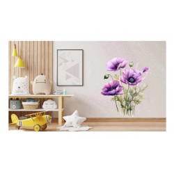 Sticker decorativ, Buchet de Flori Maci, Mov, 74 cm, 1350STK-3 Sticker decorativ, Buchet de Flori Maci, Mov, 74 cm, 1350STK-3
