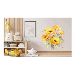 Sticker decorativ, Buchet de Flori Maci, Galben, 69 cm, 1350STK-6 Sticker decorativ, Buchet de Flori Maci, Galben, 69 cm, 1350STK-6
