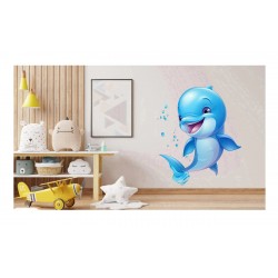 Sticker decorativ, Delfin, Albastru, 65 cm, 1352STK Sticker decorativ, Delfin, Albastru, 65 cm, 1352STK