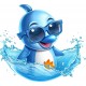 Sticker decorativ, Delfin, Albastru, 66 cm, 1352STK-5