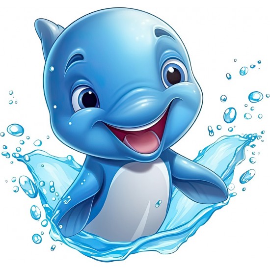 Sticker decorativ, Delfin, Albastru, 63 cm, 1352STK-7 Sticker decorativ, Delfin, Albastru, 63 cm, 1352STK-7