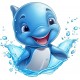 Sticker decorativ, Delfin, Albastru, 63 cm, 1352STK-7 Sticker decorativ, Delfin, Albastru, 63 cm, 1352STK-7