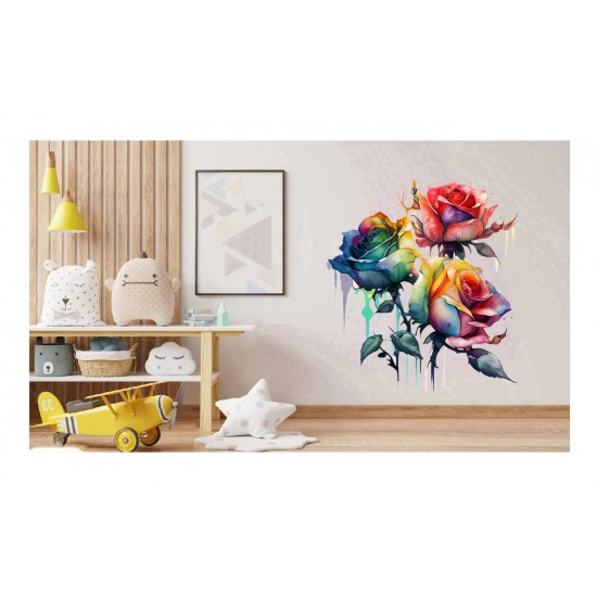 Sticker decorativ, Trandafiri, Rosu, 67 cm, 1354STK-4