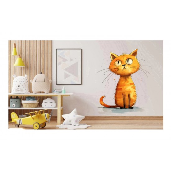 Sticker decorativ, Pisica, Portocaliu, 77 cm, 1358STK-1