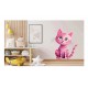Sticker decorativ, Pisica, Roz, 63 cm, 1358STK-10
