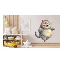 Sticker decorativ, Pisica, Gri, 63 cm, 1358STK-19 Sticker decorativ, Pisica, Gri, 63 cm, 1358STK-19
