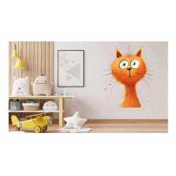 Sticker decorativ, Pisica, Portocaliu, 69 cm, 1358STK-3 Sticker decorativ, Pisica, Portocaliu, 69 cm, 1358STK-3
