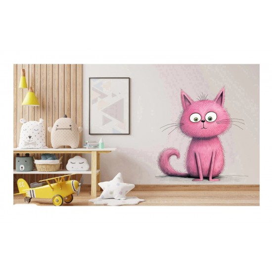 Sticker decorativ, Pisica, Roz, 61 cm, 1358STK-7 Sticker decorativ, Pisica, Roz, 61 cm, 1358STK-7