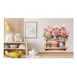 Sticker decorativ, Flori Crizanteme, Roz, 64 cm, 1363STK-10 Sticker decorativ, Flori Crizanteme, Roz, 64 cm, 1363STK-10